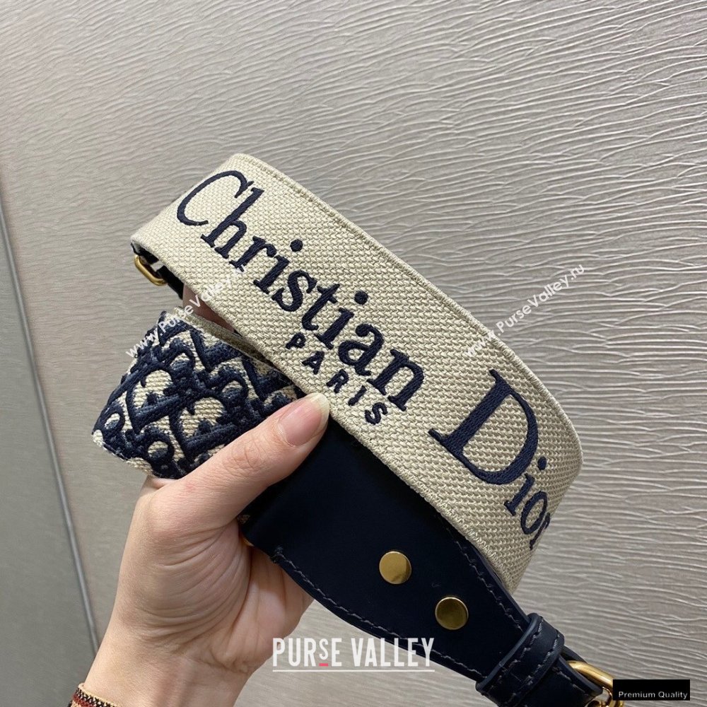 Dior Oblique Embroidered Adjustable Shoulder Strap Blue 2021 (vivi-21010708)