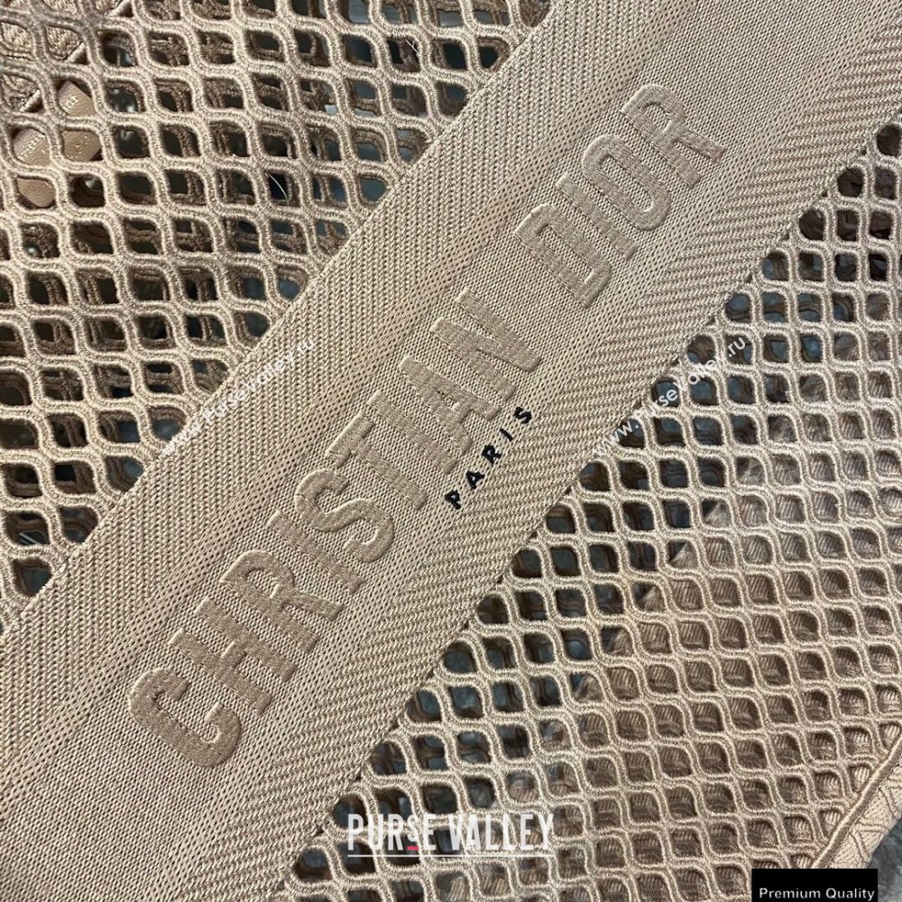 Dior Book Tote Bag in Nude Pink Mesh Embroidery 2021 (vivi-21010703)