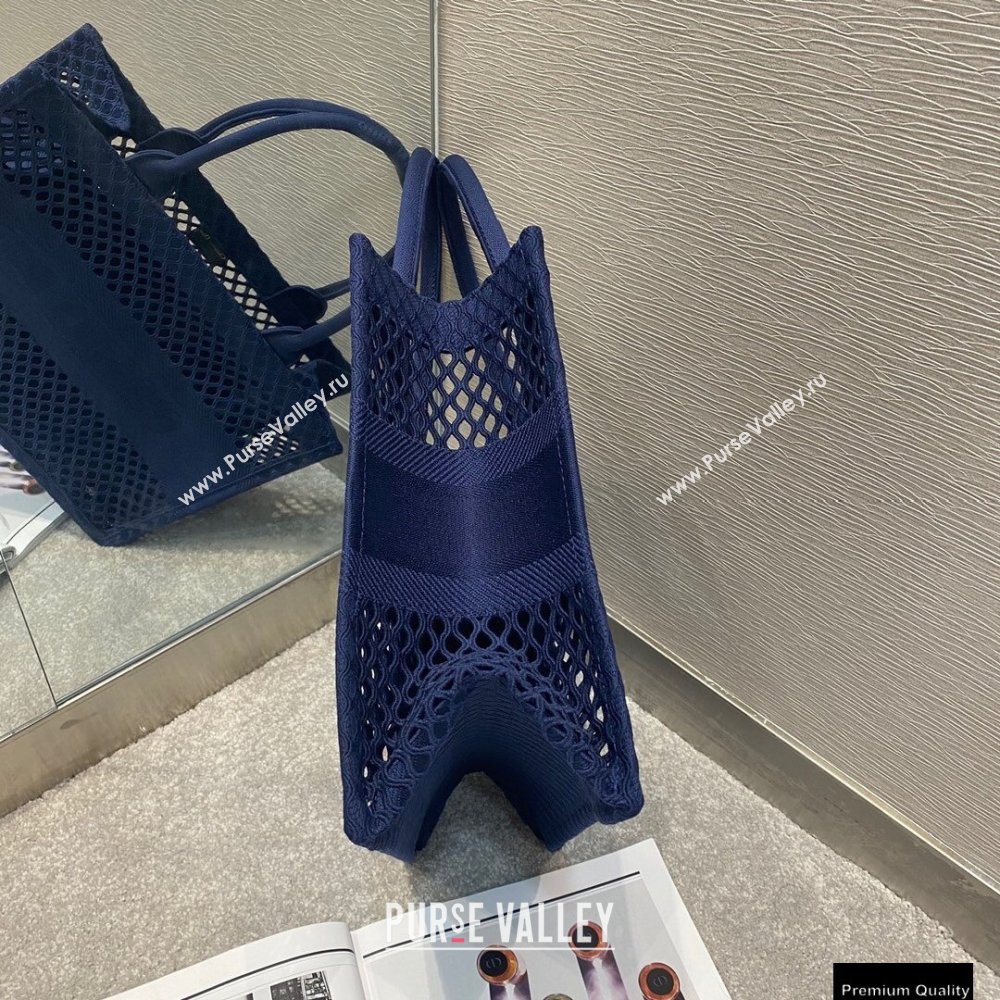 Dior Small Book Tote Bag in Blue Mesh Embroidery 2021 (vivi-21010702)