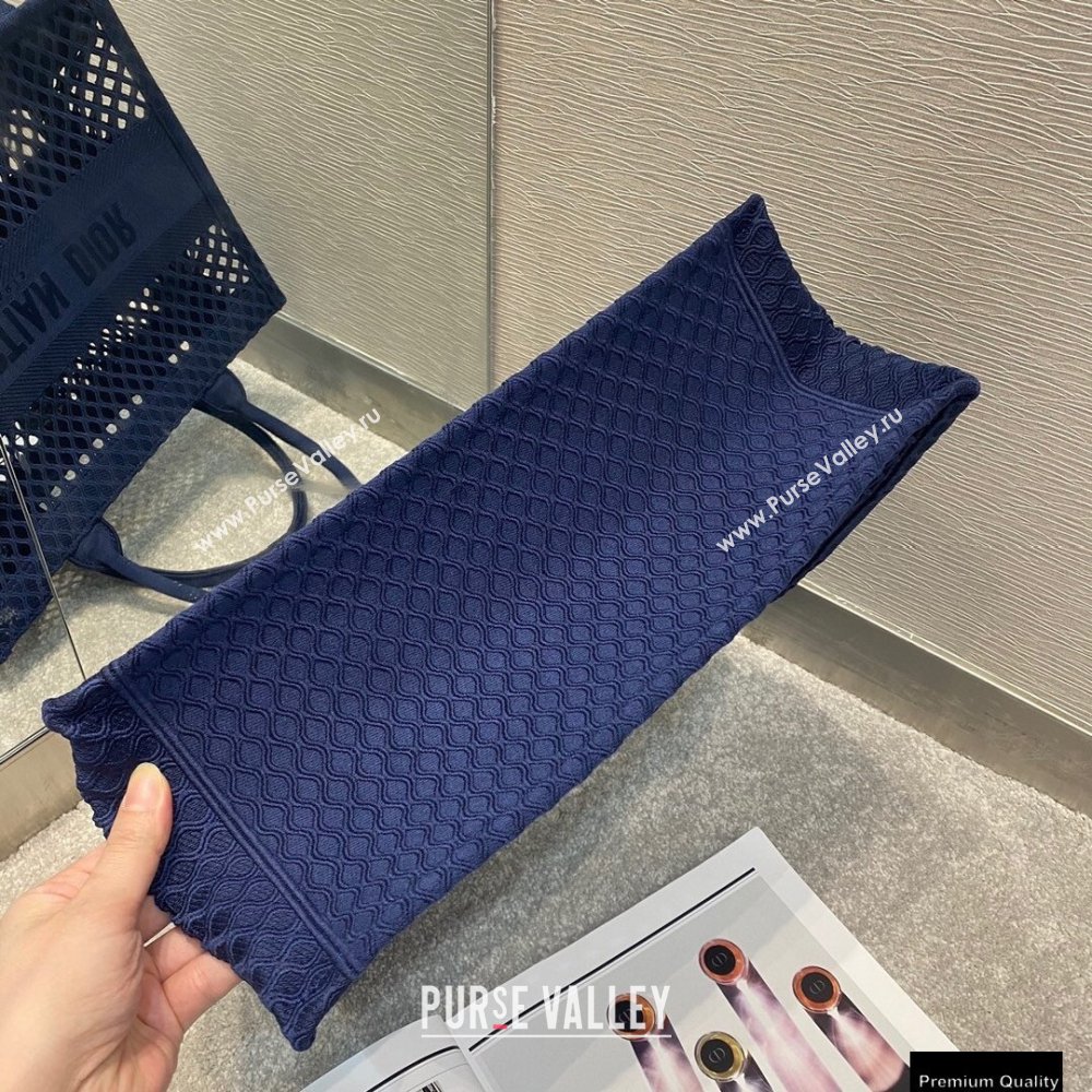Dior Small Book Tote Bag in Blue Mesh Embroidery 2021 (vivi-21010702)