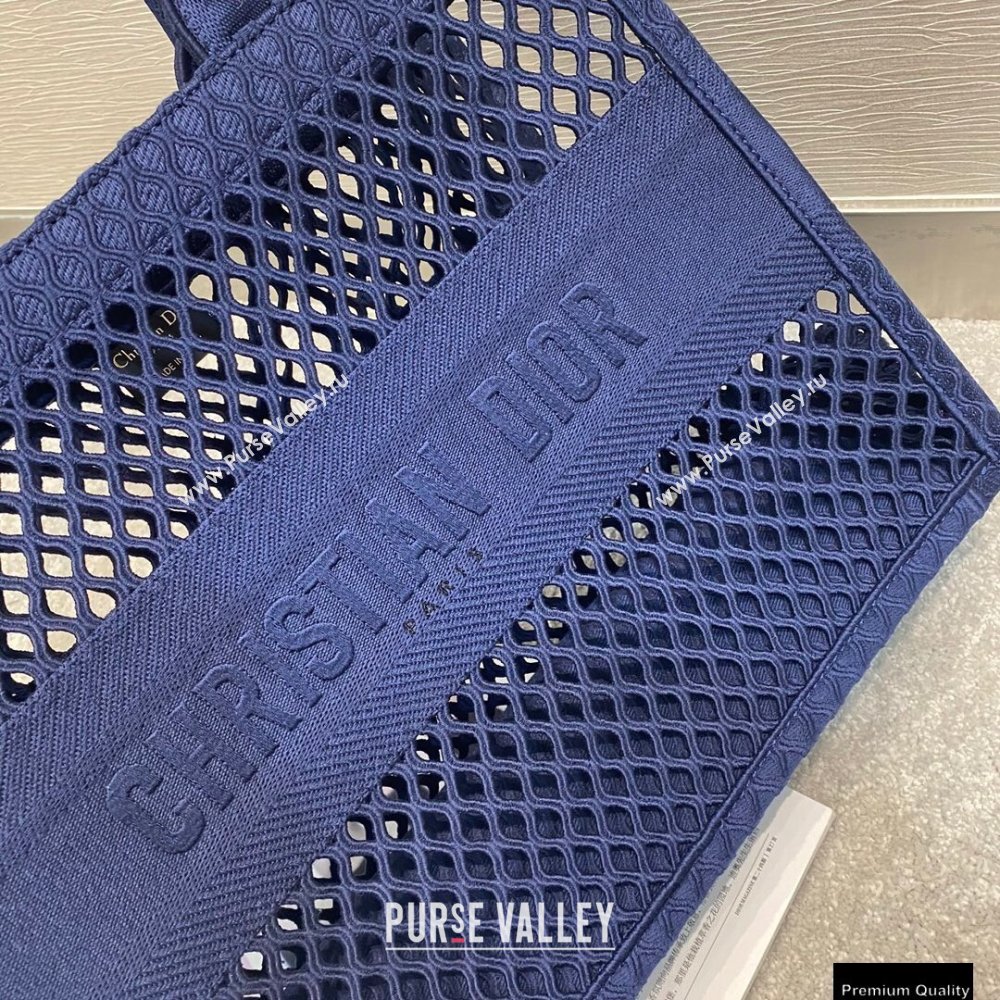 Dior Small Book Tote Bag in Blue Mesh Embroidery 2021 (vivi-21010702)