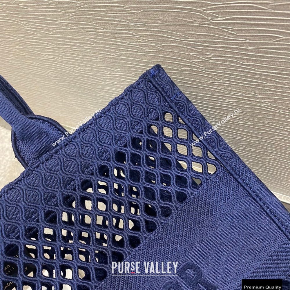 Dior Small Book Tote Bag in Blue Mesh Embroidery 2021 (vivi-21010702)