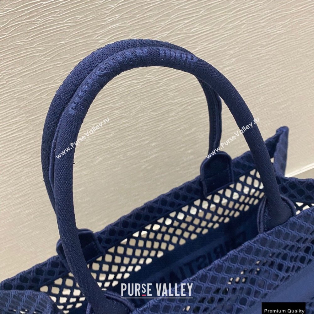 Dior Small Book Tote Bag in Blue Mesh Embroidery 2021 (vivi-21010702)