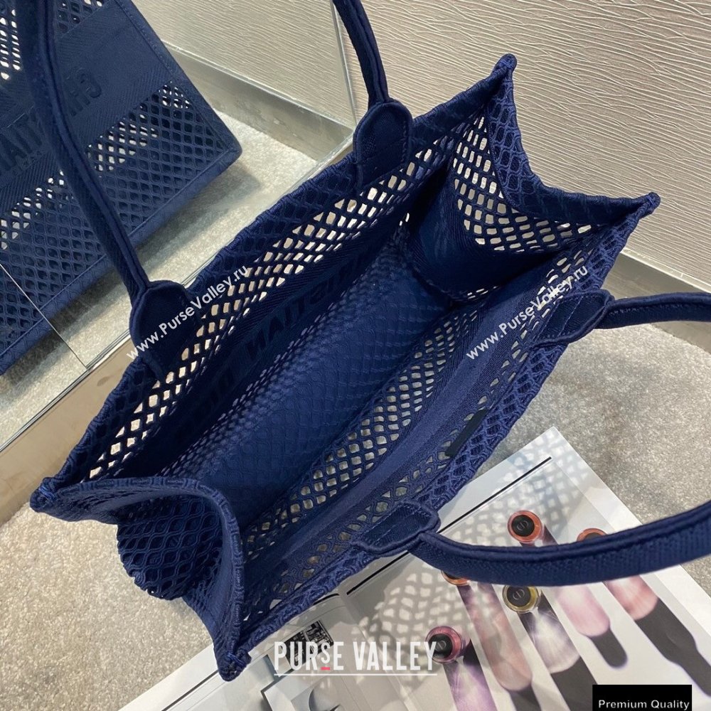 Dior Small Book Tote Bag in Blue Mesh Embroidery 2021 (vivi-21010702)