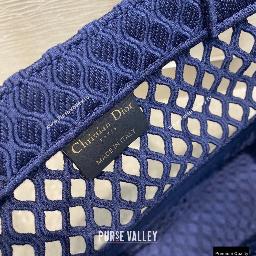 Dior Small Book Tote Bag in Blue Mesh Embroidery 2021 (vivi-21010702)