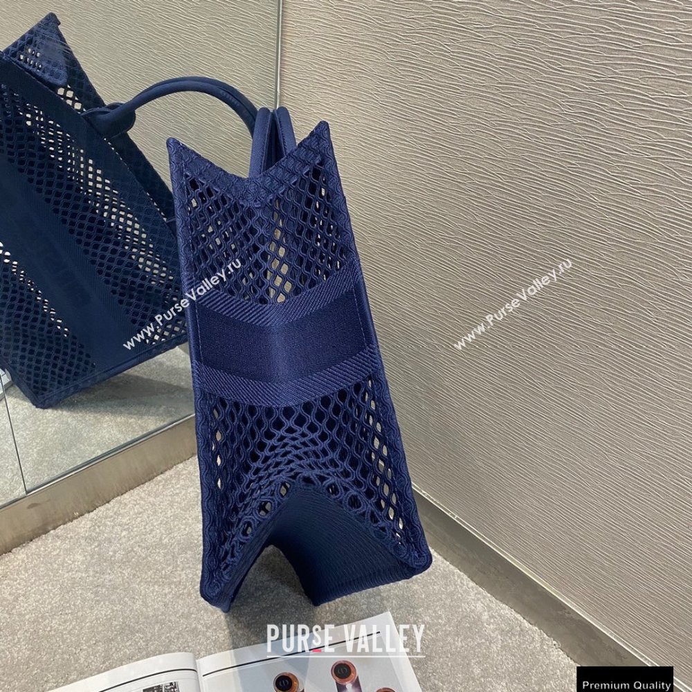 Dior Book Tote Bag in Blue Mesh Embroidery 2021 (vivi-21010701)