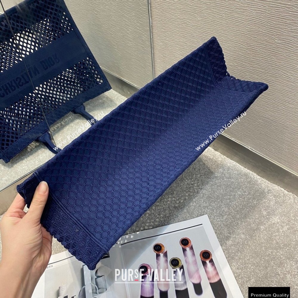 Dior Book Tote Bag in Blue Mesh Embroidery 2021 (vivi-21010701)