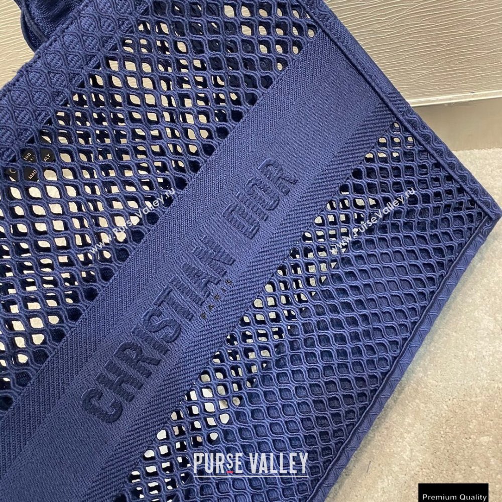 Dior Book Tote Bag in Blue Mesh Embroidery 2021 (vivi-21010701)