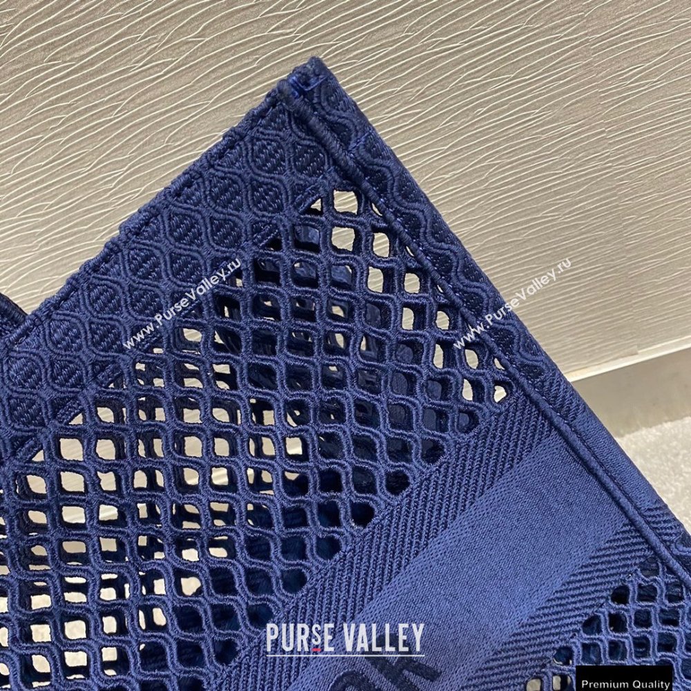 Dior Book Tote Bag in Blue Mesh Embroidery 2021 (vivi-21010701)