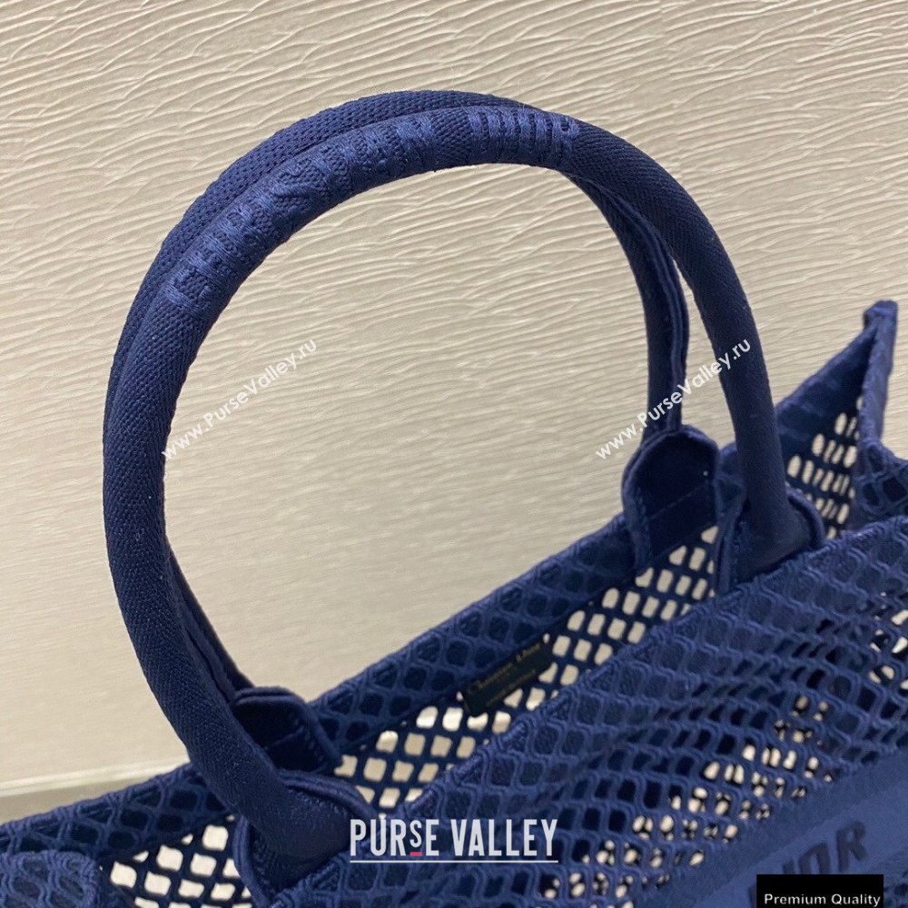 Dior Book Tote Bag in Blue Mesh Embroidery 2021 (vivi-21010701)