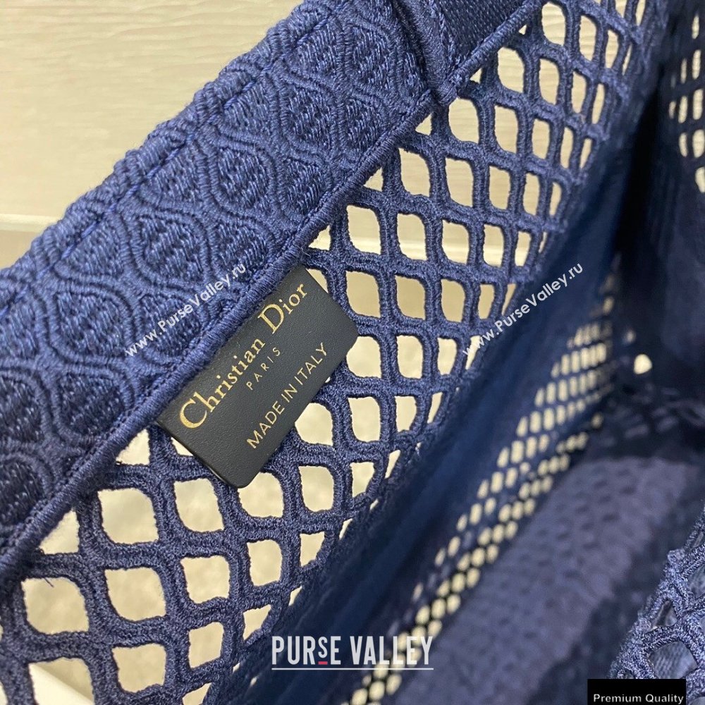 Dior Book Tote Bag in Blue Mesh Embroidery 2021 (vivi-21010701)