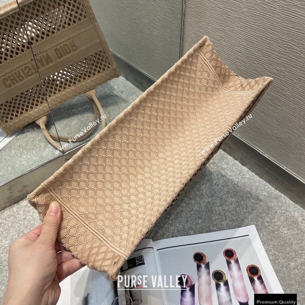 Dior Small Book Tote Bag in Nude Pink Mesh Embroidery 2021 (vivi-21010704)