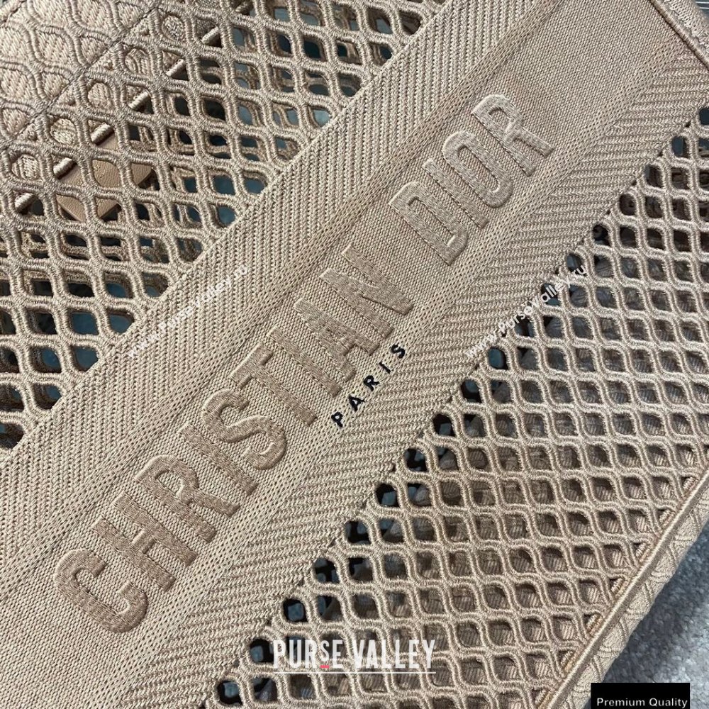 Dior Small Book Tote Bag in Nude Pink Mesh Embroidery 2021 (vivi-21010704)