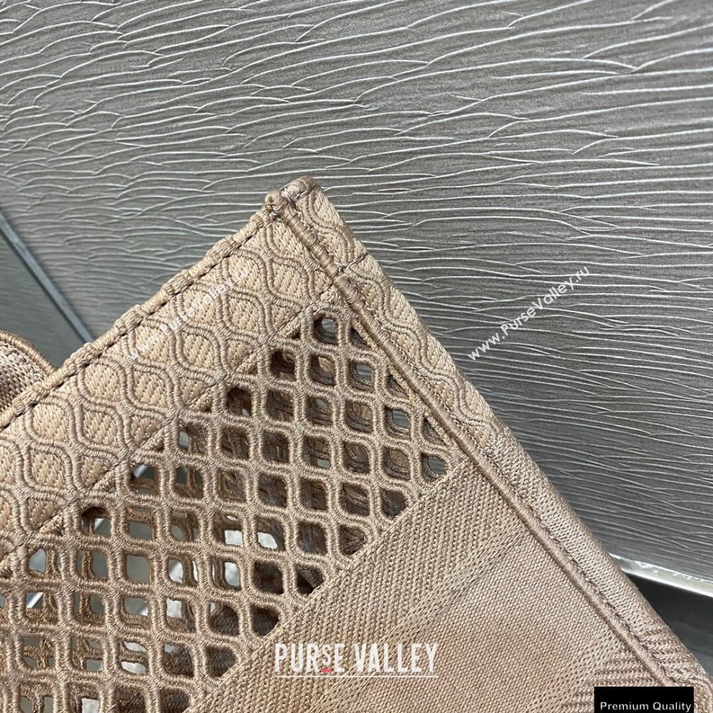 Dior Small Book Tote Bag in Nude Pink Mesh Embroidery 2021 (vivi-21010704)