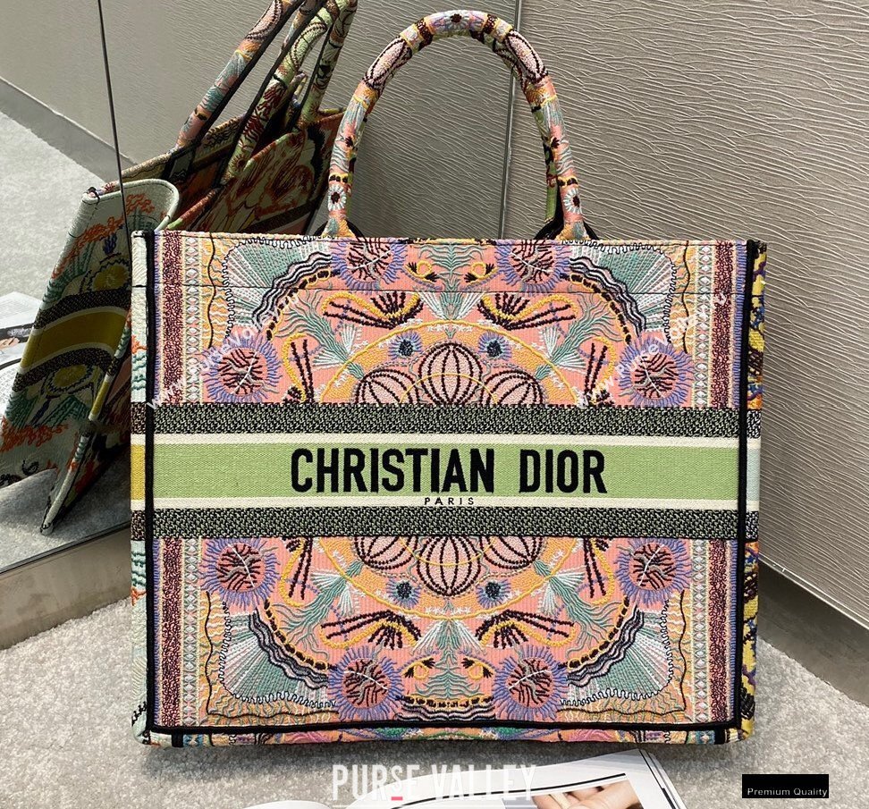 Dior Book Tote Bag in Multicolor Lights Embroidery 2021 (vivi-21010709)