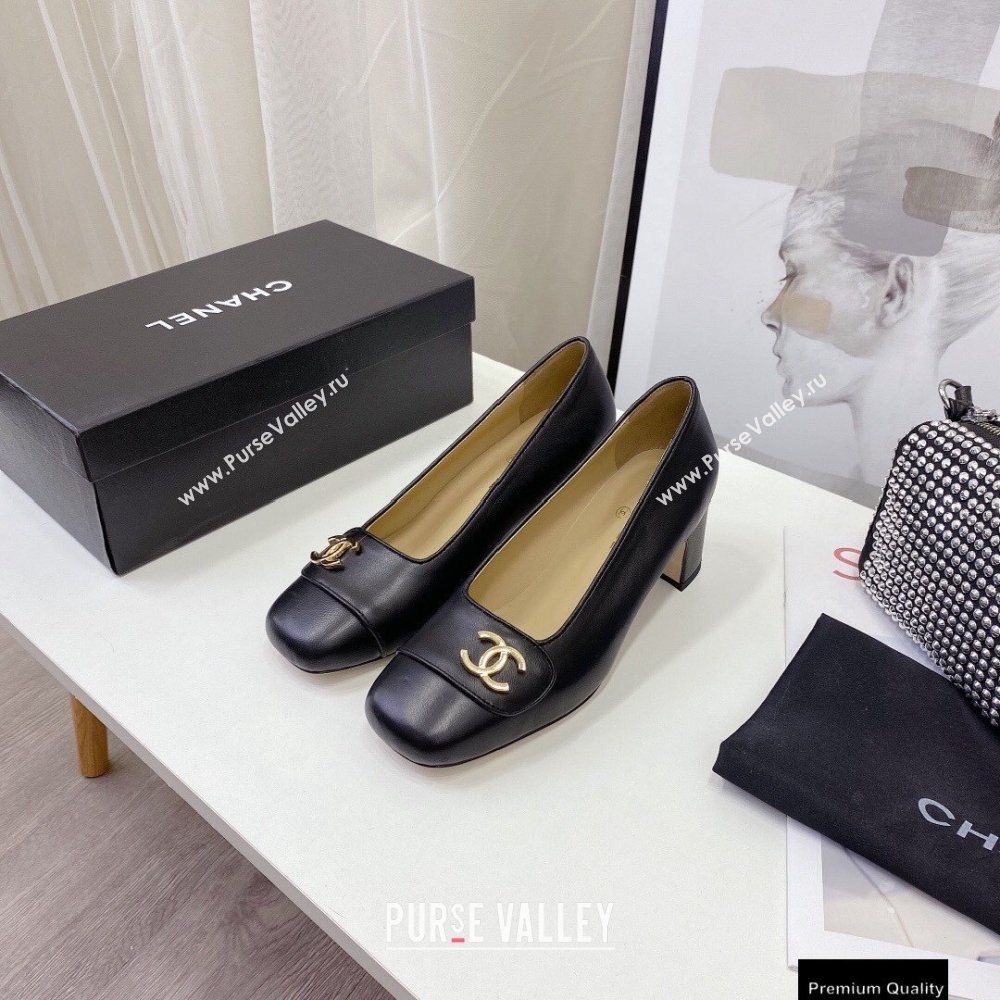 Chanel Heel 5cm CC Logo Pumps Black Runway 2021 (modeng-21010709)