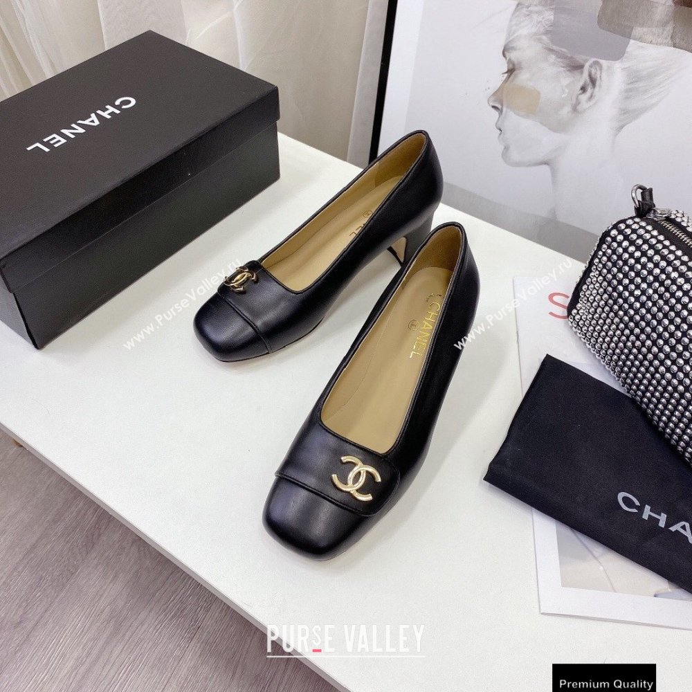 Chanel Heel 5cm CC Logo Pumps Black Runway 2021 (modeng-21010709)
