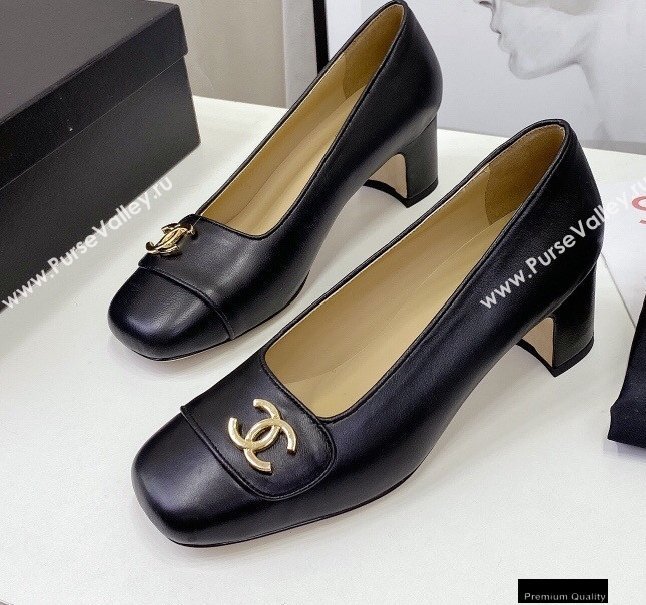 Chanel Heel 5cm CC Logo Pumps Black Runway 2021 (modeng-21010709)