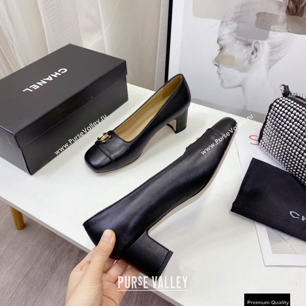 Chanel Heel 5cm CC Logo Pumps Black Runway 2021 (modeng-21010709)