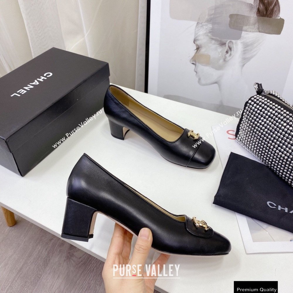 Chanel Heel 5cm CC Logo Pumps Black Runway 2021 (modeng-21010709)