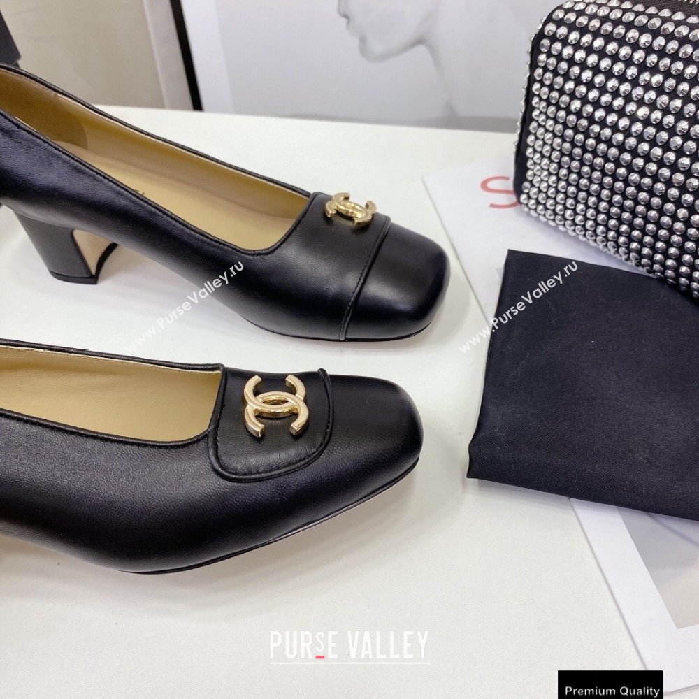 Chanel Heel 5cm CC Logo Pumps Black Runway 2021 (modeng-21010709)