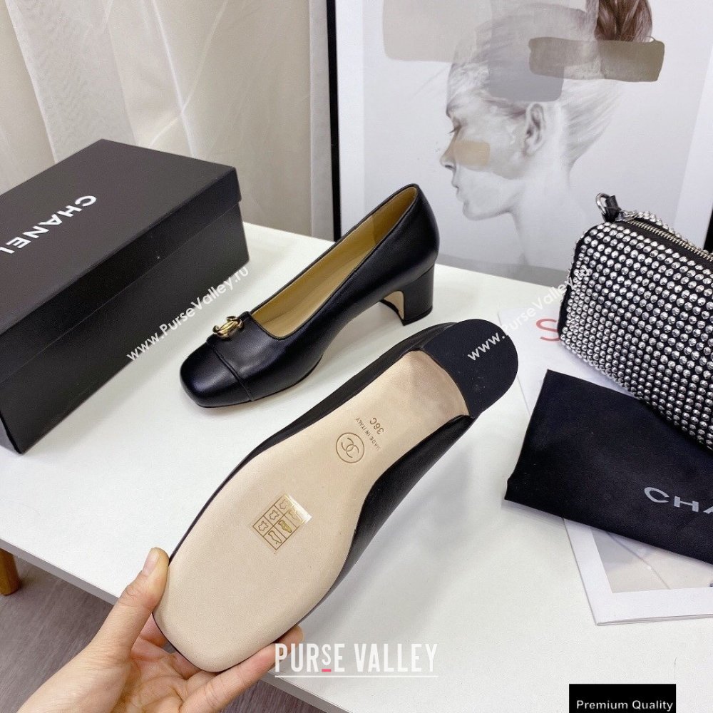 Chanel Heel 5cm CC Logo Pumps Black Runway 2021 (modeng-21010709)