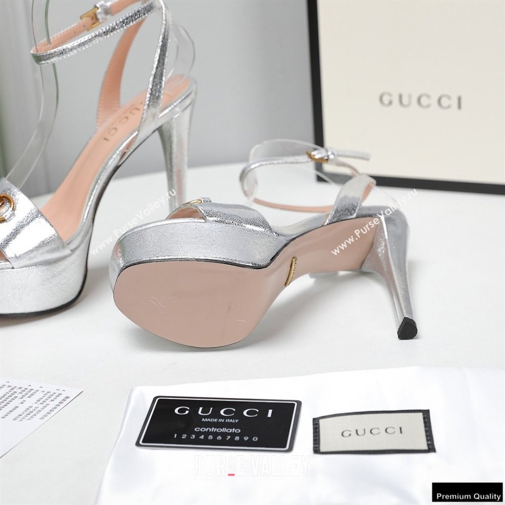 Gucci Heel 13cm Platform 4cm Sandals with Horsebit Silver (hongyang-21010815)