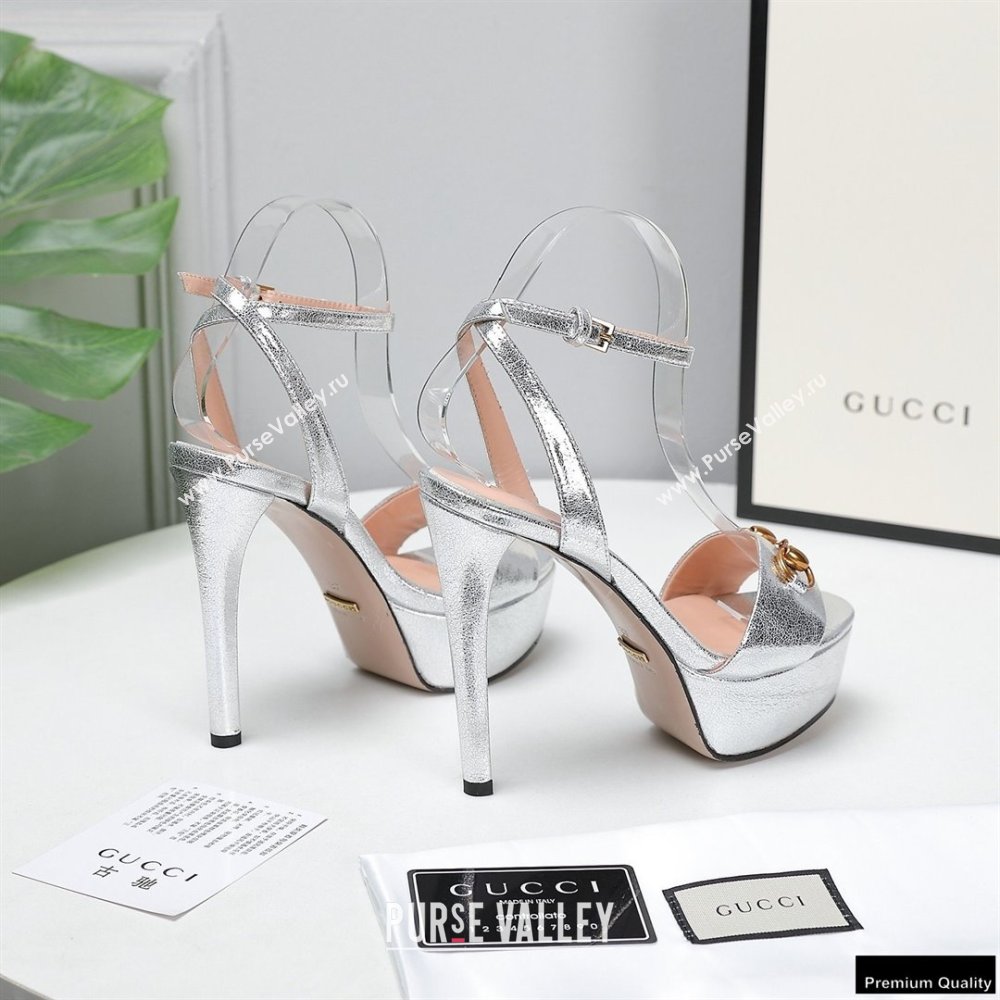 Gucci Heel 13cm Platform 4cm Sandals with Horsebit Silver (hongyang-21010815)