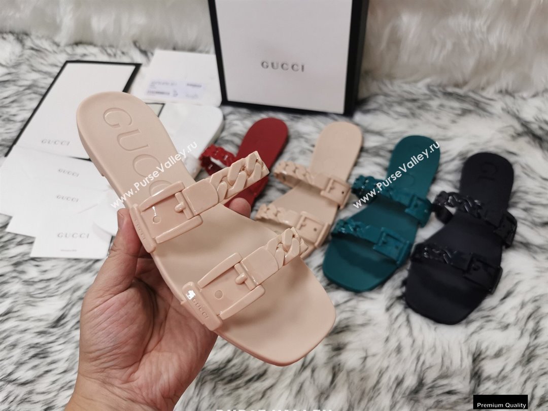 Gucci Rubber Chain Slide Sandals 624731 Nude Pink (hongyang-21010819)