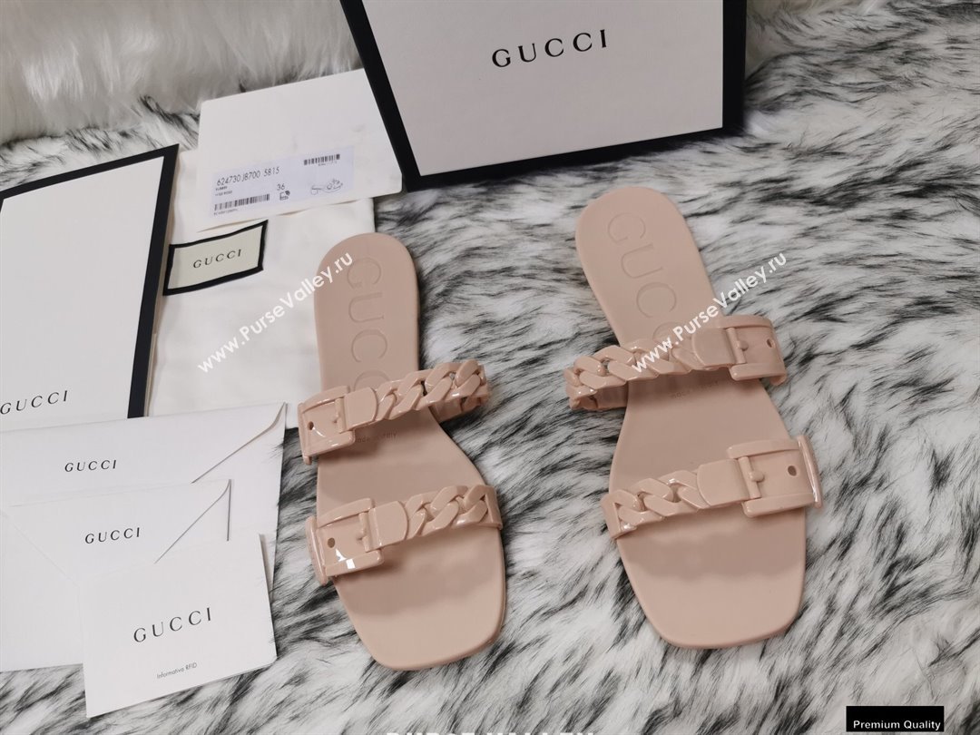 Gucci Rubber Chain Slide Sandals 624731 Nude Pink (hongyang-21010819)