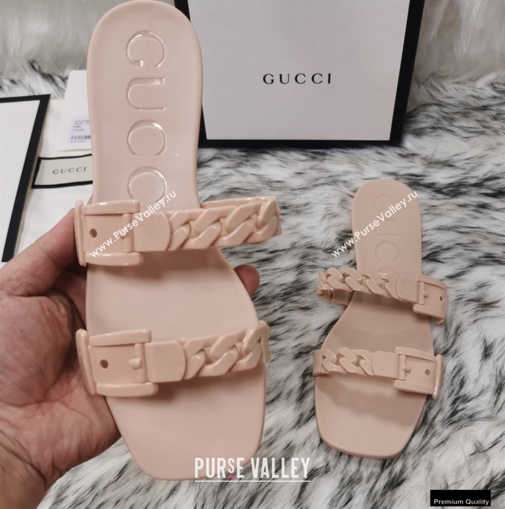 Gucci Rubber Chain Slide Sandals 624731 Nude Pink (hongyang-21010819)