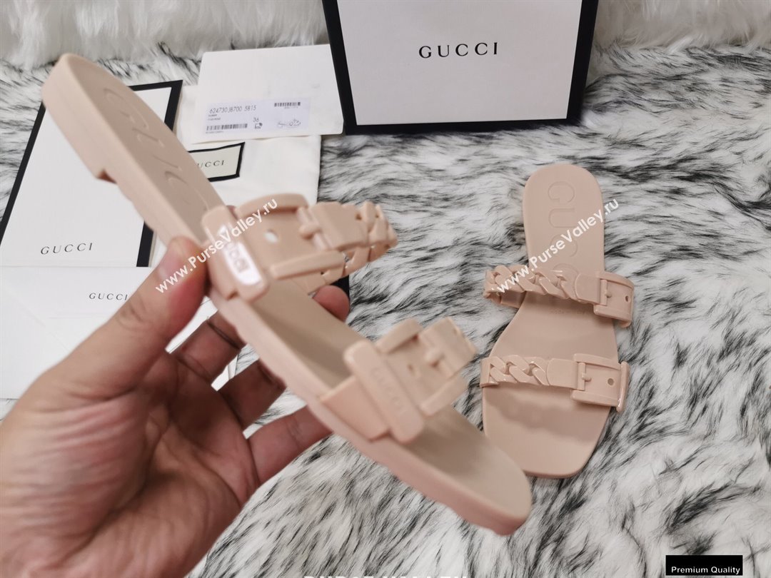 Gucci Rubber Chain Slide Sandals 624731 Nude Pink (hongyang-21010819)