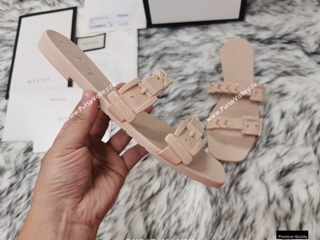Gucci Rubber Chain Slide Sandals 624731 Nude Pink (hongyang-21010819)