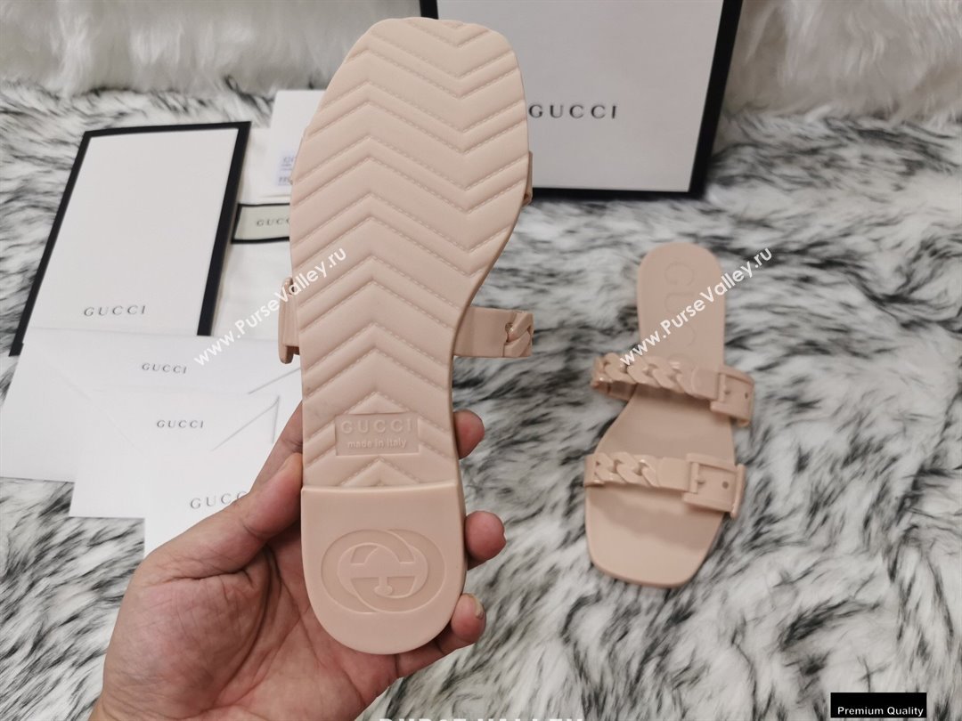 Gucci Rubber Chain Slide Sandals 624731 Nude Pink (hongyang-21010819)