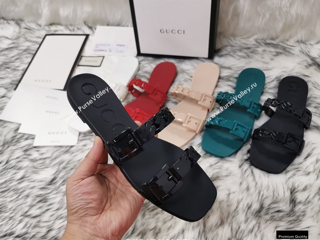 Gucci Rubber Chain Slide Sandals 624731 Black (hongyang-21010816)
