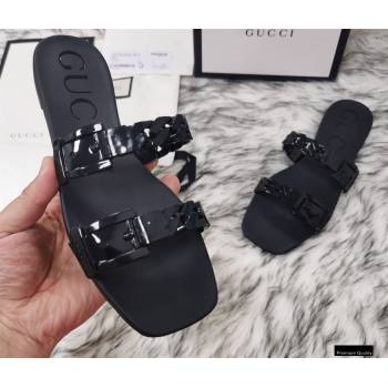 Gucci Rubber Chain Slide Sandals 624731 Black (hongyang-21010816)