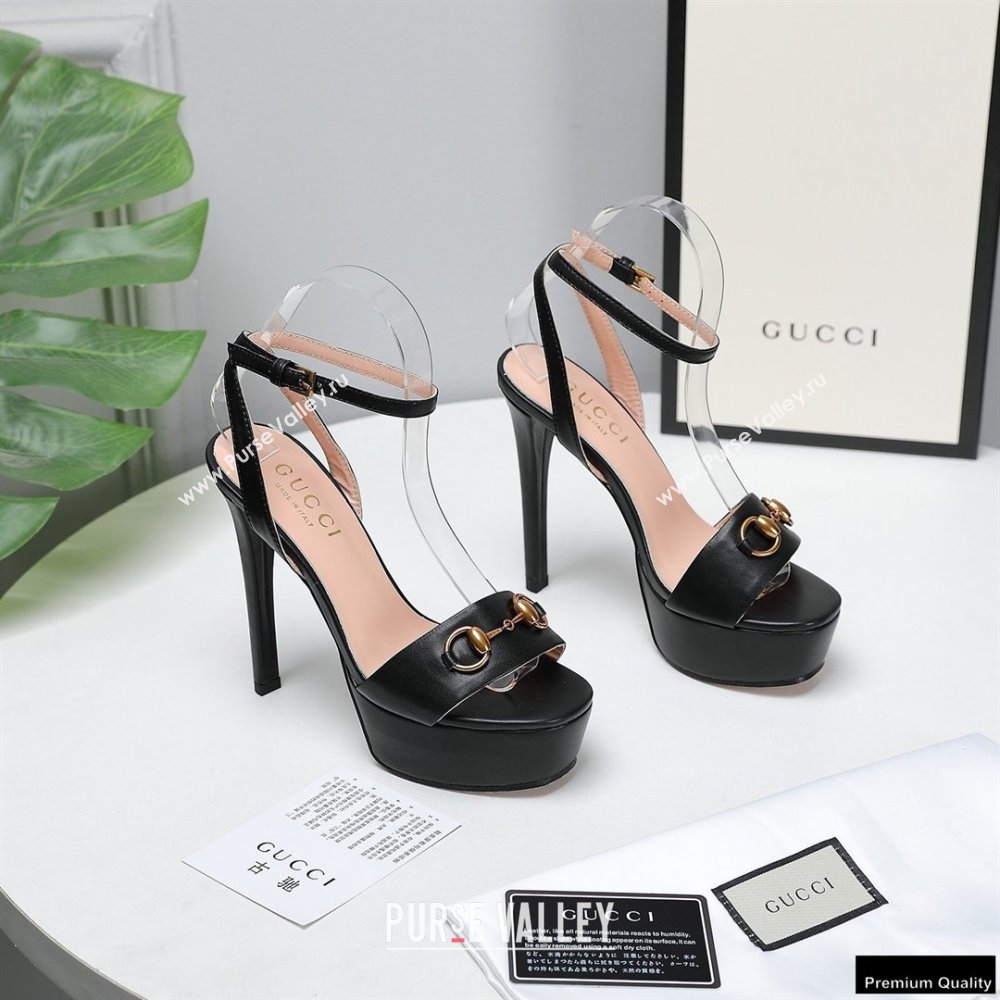 Gucci Heel 13cm Platform 4cm Sandals with Horsebit Black (hongyang-21010810)