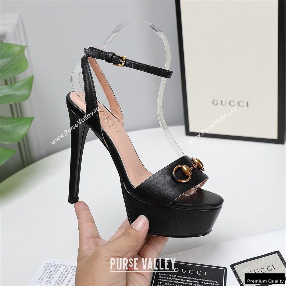Gucci Heel 13cm Platform 4cm Sandals with Horsebit Black (hongyang-21010810)