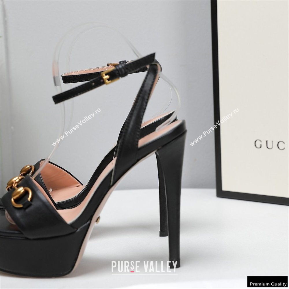 Gucci Heel 13cm Platform 4cm Sandals with Horsebit Black (hongyang-21010810)