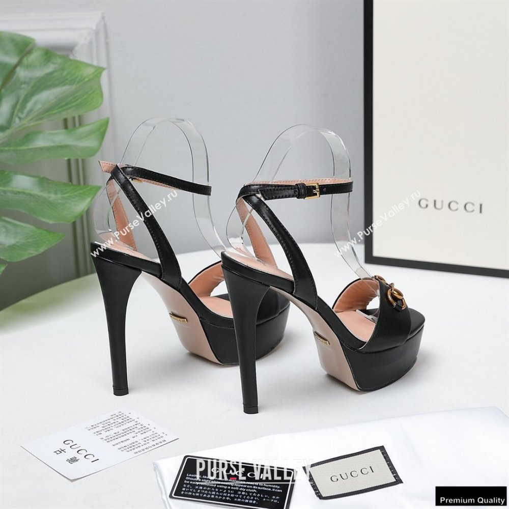 Gucci Heel 13cm Platform 4cm Sandals with Horsebit Black (hongyang-21010810)