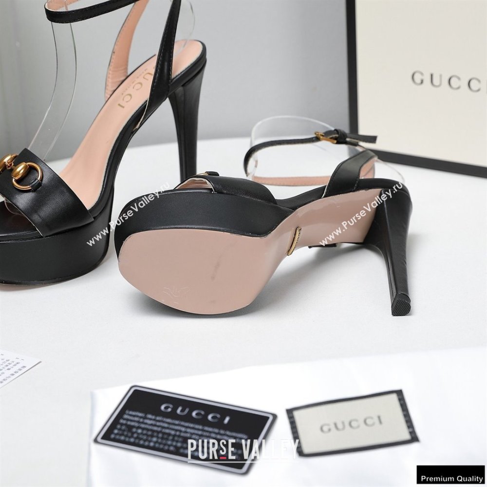 Gucci Heel 13cm Platform 4cm Sandals with Horsebit Black (hongyang-21010810)