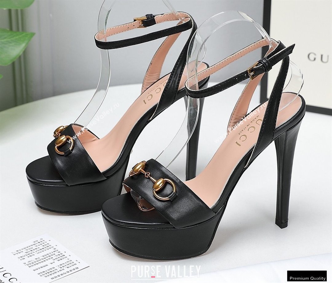 Gucci Heel 13cm Platform 4cm Sandals with Horsebit Black (hongyang-21010810)