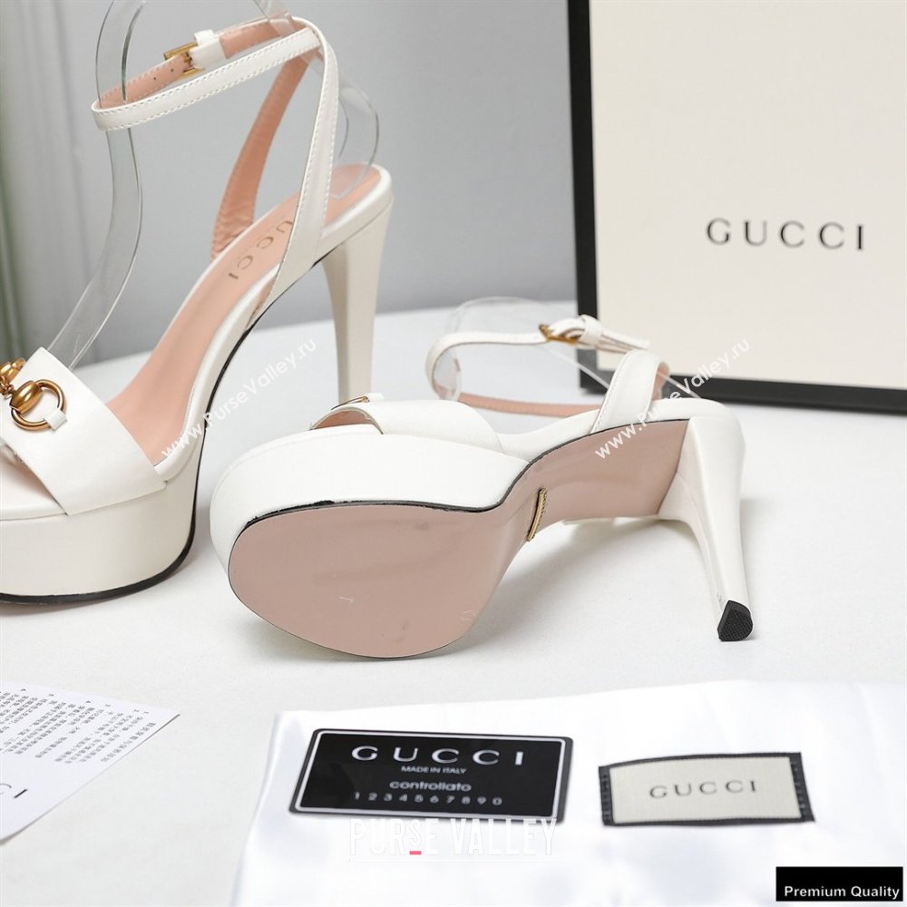 Gucci Heel 13cm Platform 4cm Sandals with Horsebit White (hongyang-21010811)