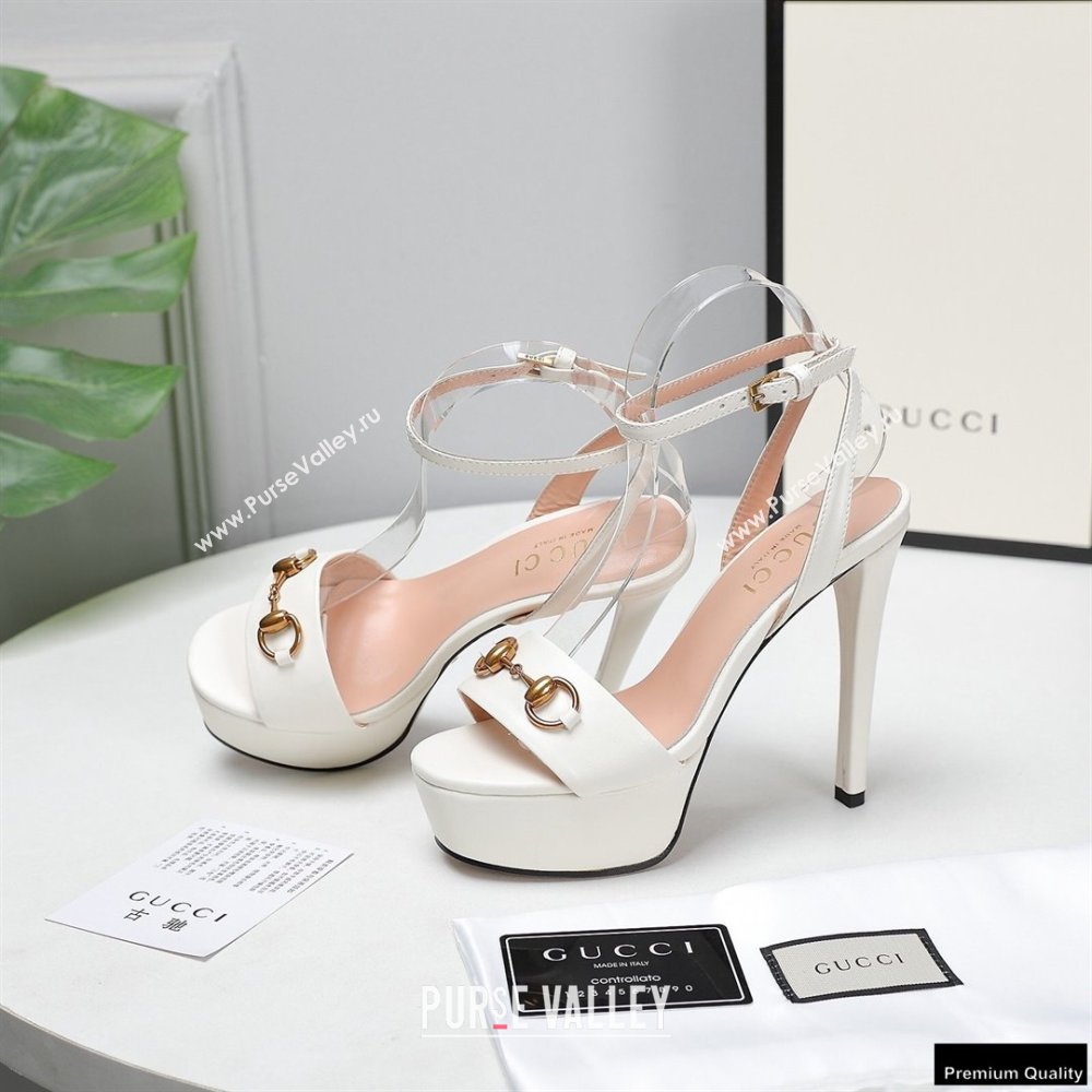 Gucci Heel 13cm Platform 4cm Sandals with Horsebit White (hongyang-21010811)