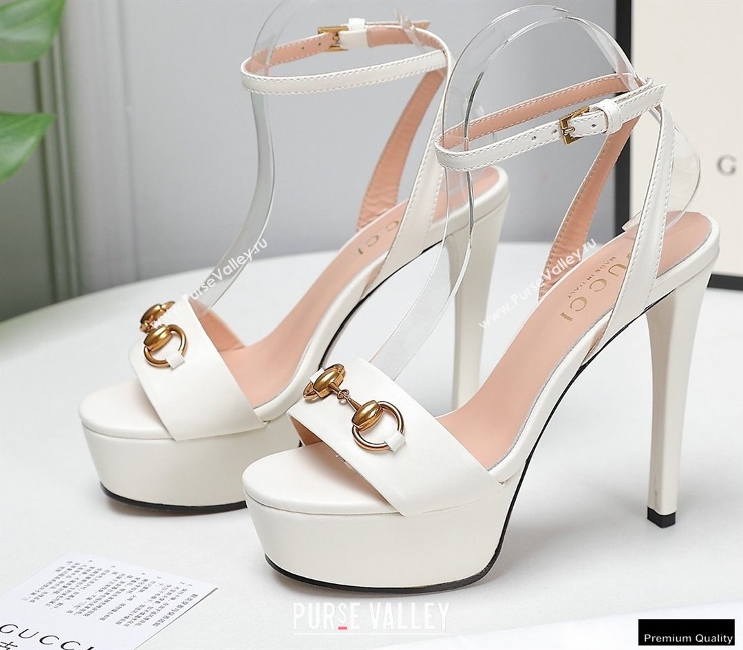 Gucci Heel 13cm Platform 4cm Sandals with Horsebit White (hongyang-21010811)