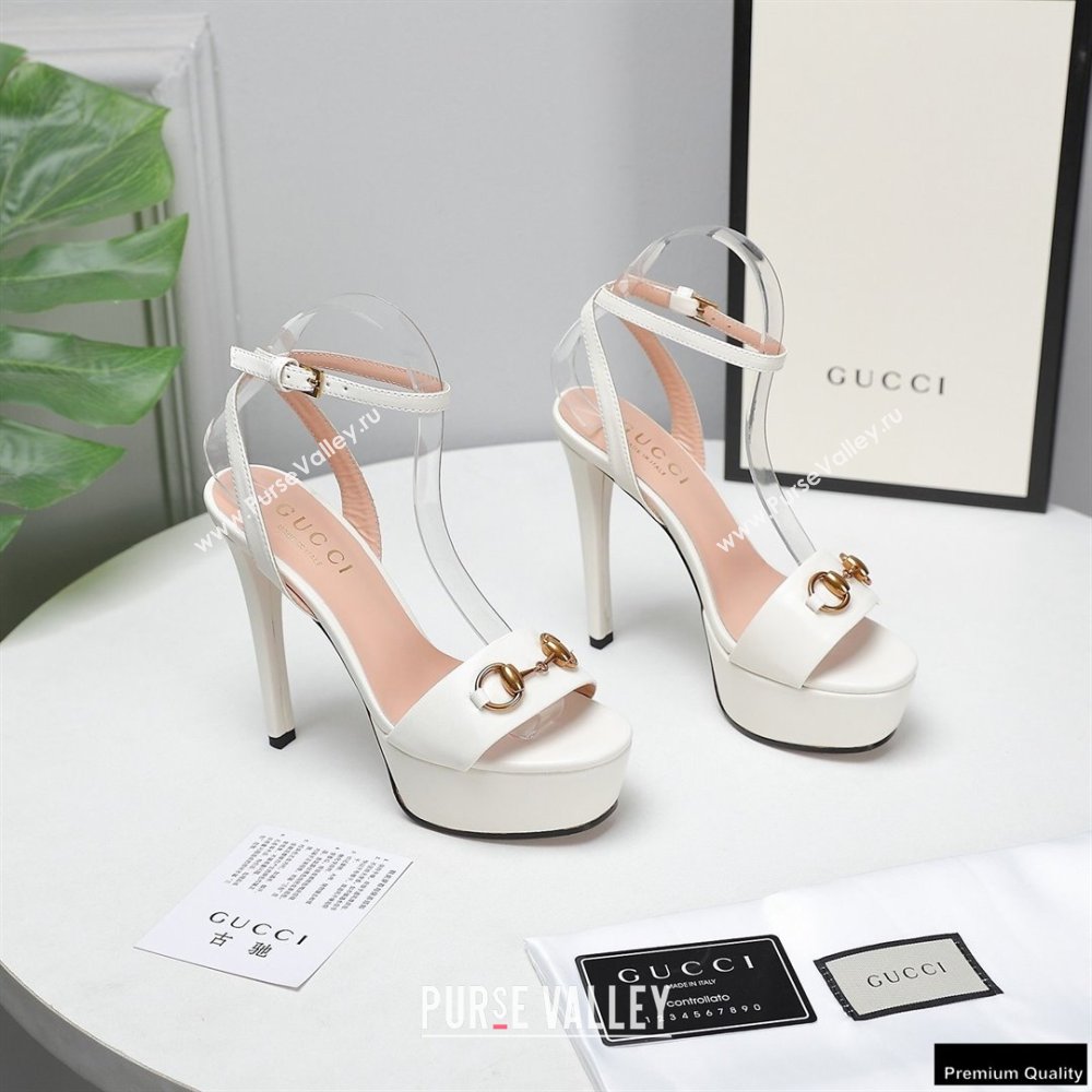 Gucci Heel 13cm Platform 4cm Sandals with Horsebit White (hongyang-21010811)