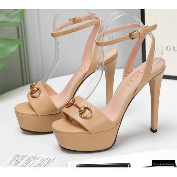 Gucci Heel 13cm Platform 4cm Sandals with Horsebit Apricot (hongyang-21010812)