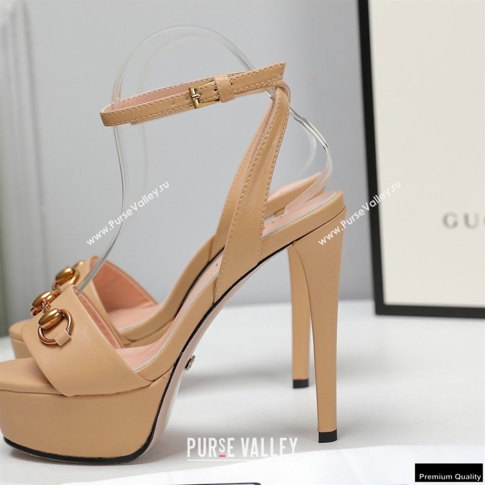 Gucci Heel 13cm Platform 4cm Sandals with Horsebit Apricot (hongyang-21010812)