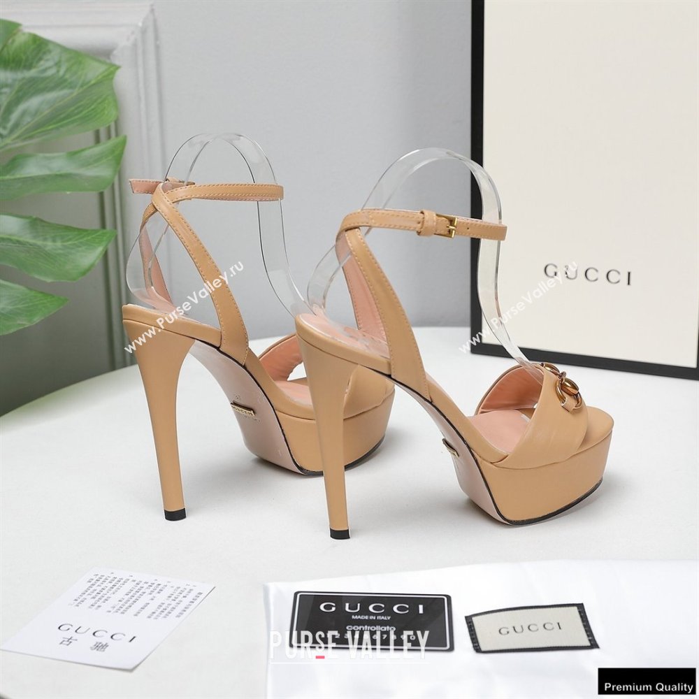 Gucci Heel 13cm Platform 4cm Sandals with Horsebit Apricot (hongyang-21010812)