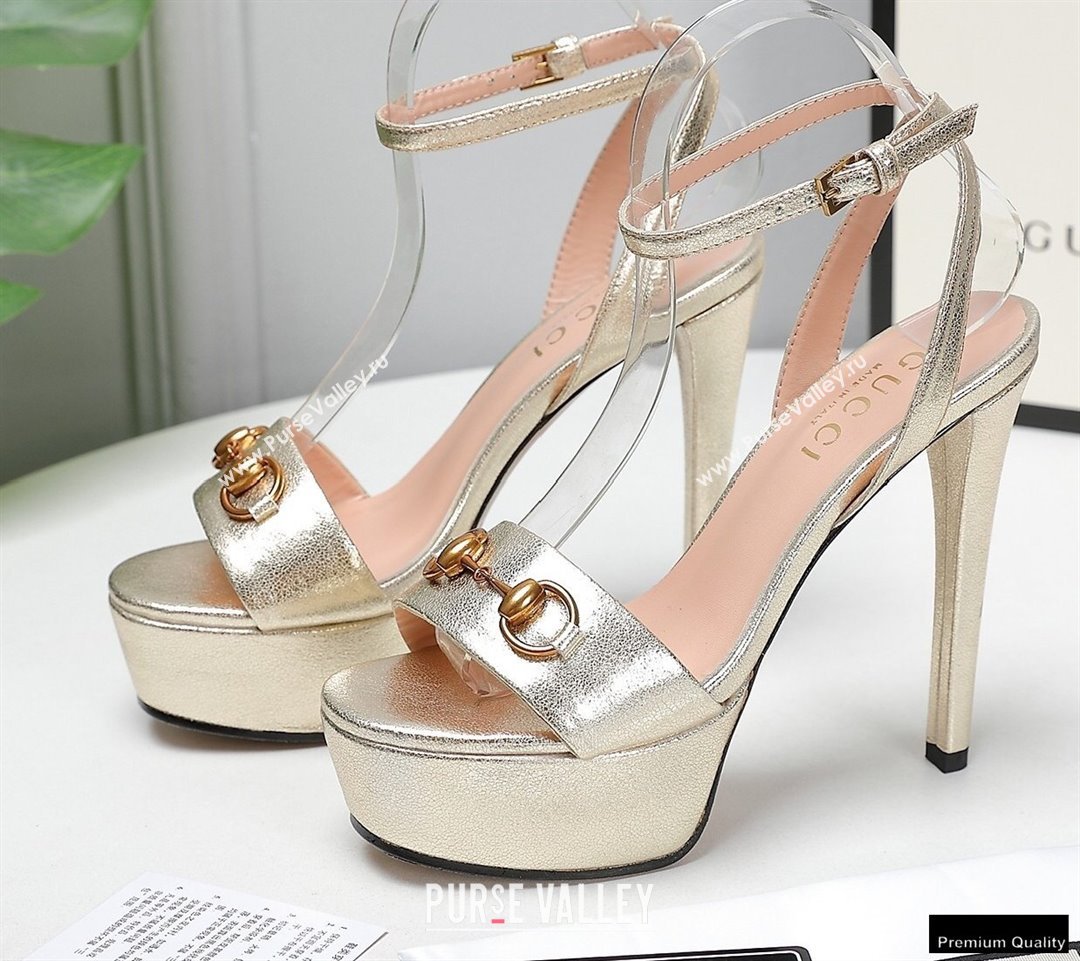 Gucci Heel 13cm Platform 4cm Sandals with Horsebit Gold (hongyang-21010814)